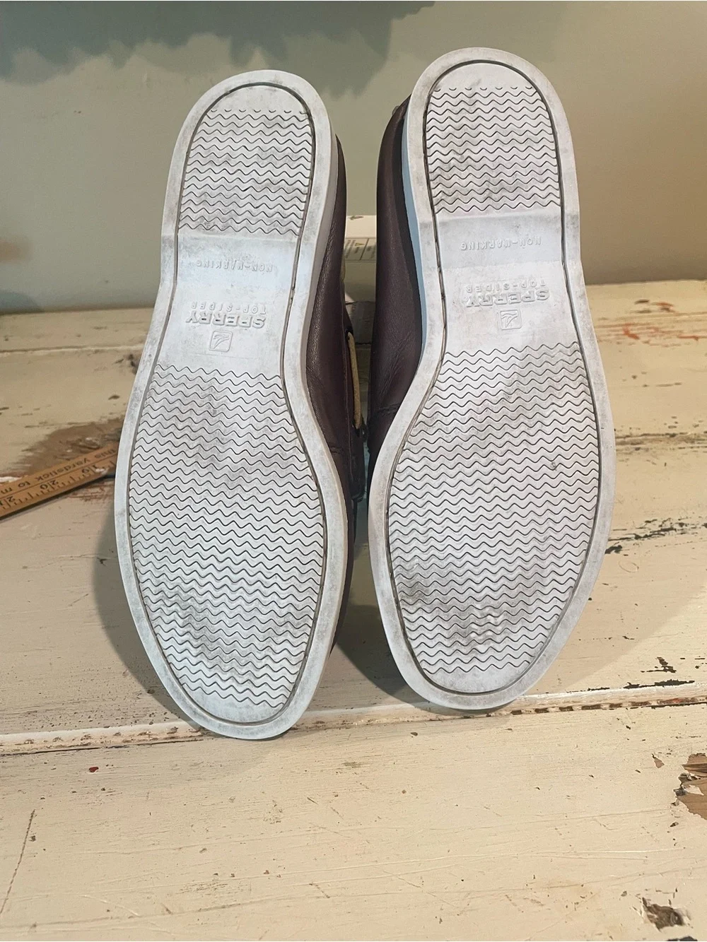 Sperry Dark Brown Leather Boat Shoes with Tan Laces